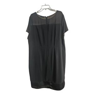 𝅺DKNYC Black‎ Sheer Illusion Short Sleeve Shift Dress - Size 18W